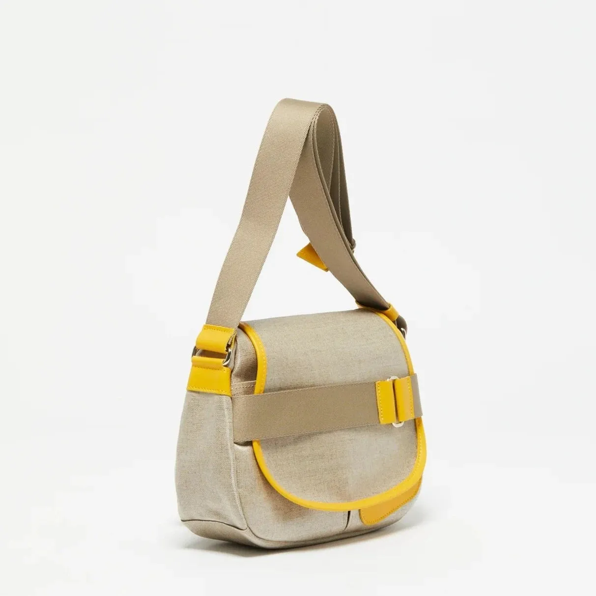 Jack Gomme Paris Petit Gaby Linen Satchel Natural   Yellow