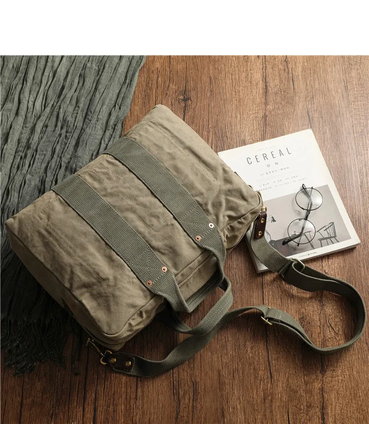 Khaki Canvas Army Style Carrier Bag for Men Military Duffle Bag Pilot Bag Canvas Military Bag