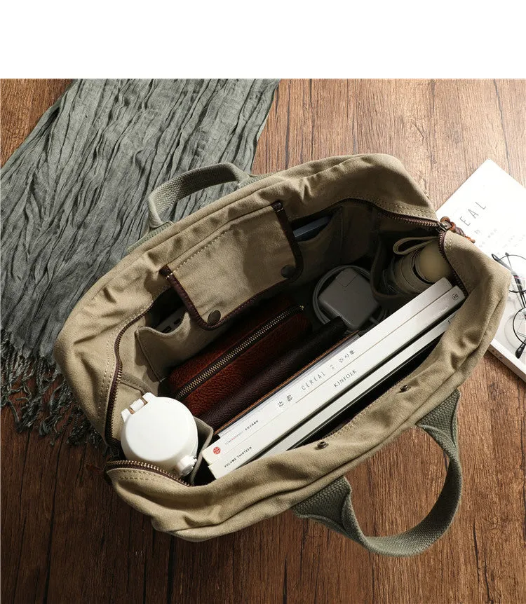 Khaki Canvas Army Style Carrier Bag for Men Military Duffle Bag Pilot Bag Canvas Military Bag