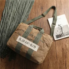 Khaki Canvas Army Style Carrier Bag for Men Military Duffle Bag Pilot Bag Canvas Military Bag