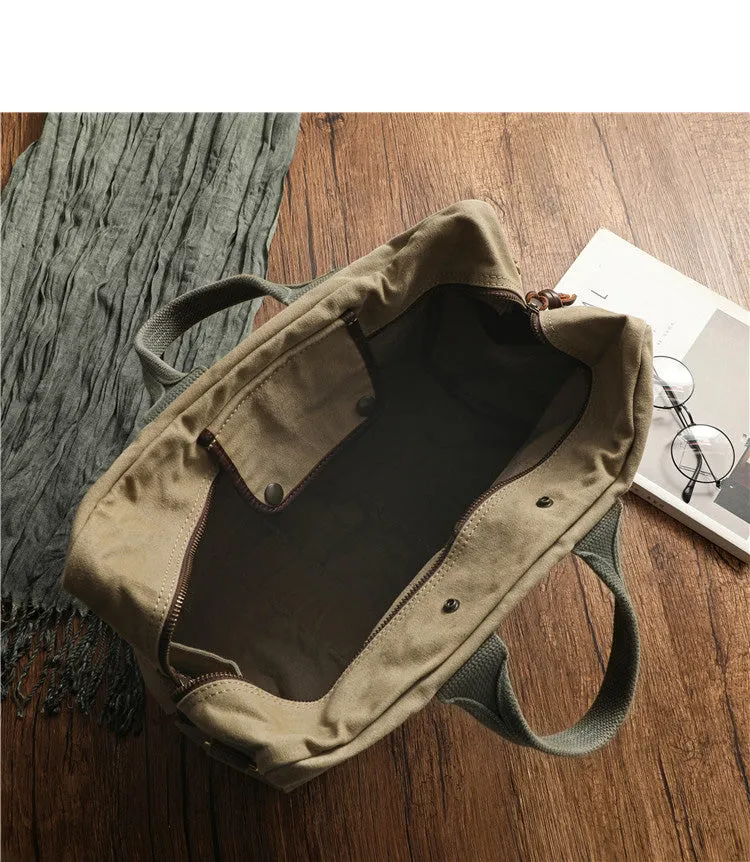 Khaki Canvas Army Style Carrier Bag for Men Military Duffle Bag Pilot Bag Canvas Military Bag