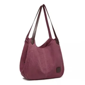 Kono Canvas Shoulder Tote Bag - Claret | Stylish and Spacious