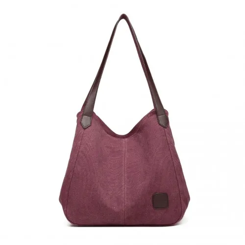 Kono Canvas Shoulder Tote Bag - Claret | Stylish and Spacious