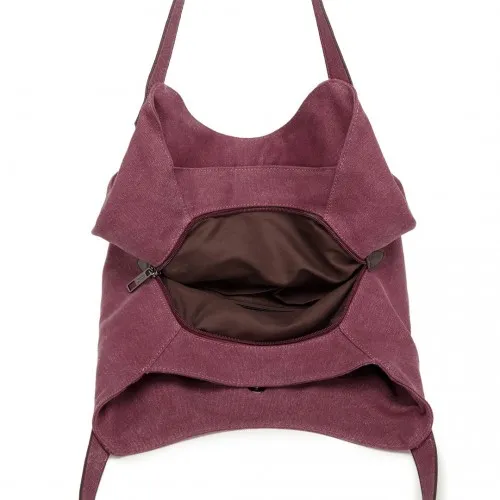 Kono Canvas Shoulder Tote Bag - Claret | Stylish and Spacious