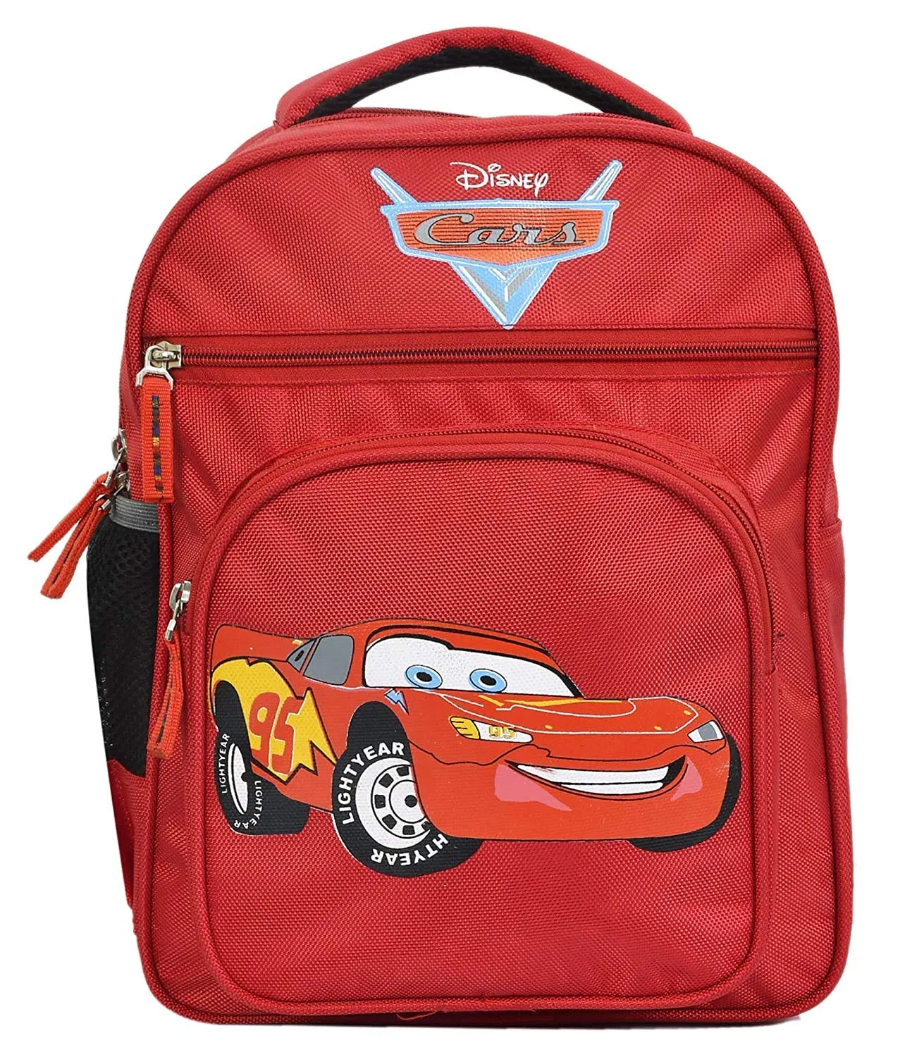 Kuber Industries Disney Cars Print 14 inch Waterproof Polyster School Bag/Backpack for Kids (Red) - KUBMART09904