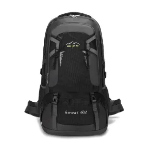 Large 60L Black Waterproof Hiking Backpack for Travel, Camping, and Outdoor Adventures - Durable and Lightweight