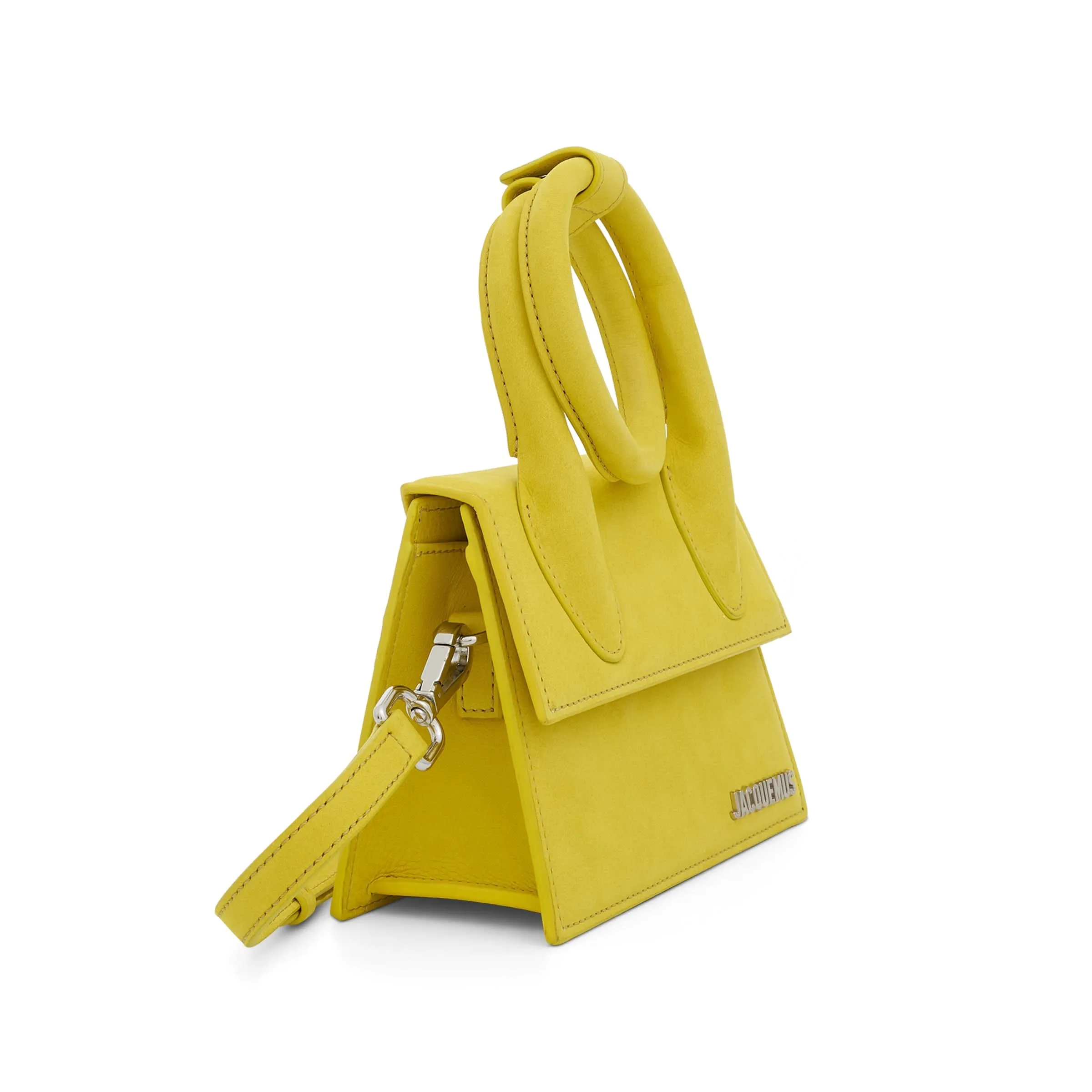 Le Chiquito Noeud Grained Leather Bag in Neon Yellow