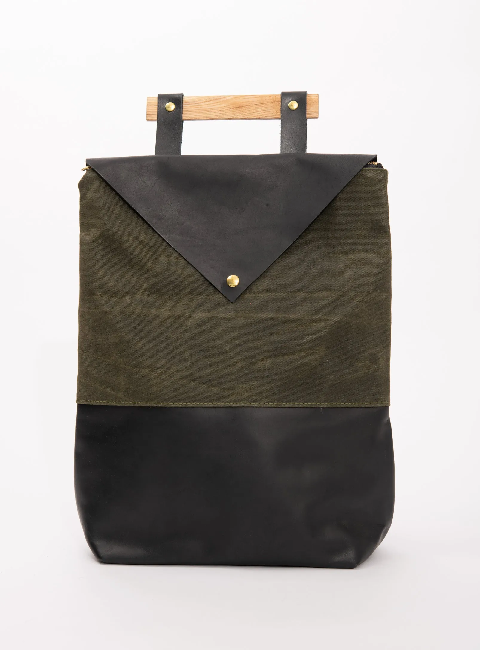 Leather and waxed coton backpack FULLUM model