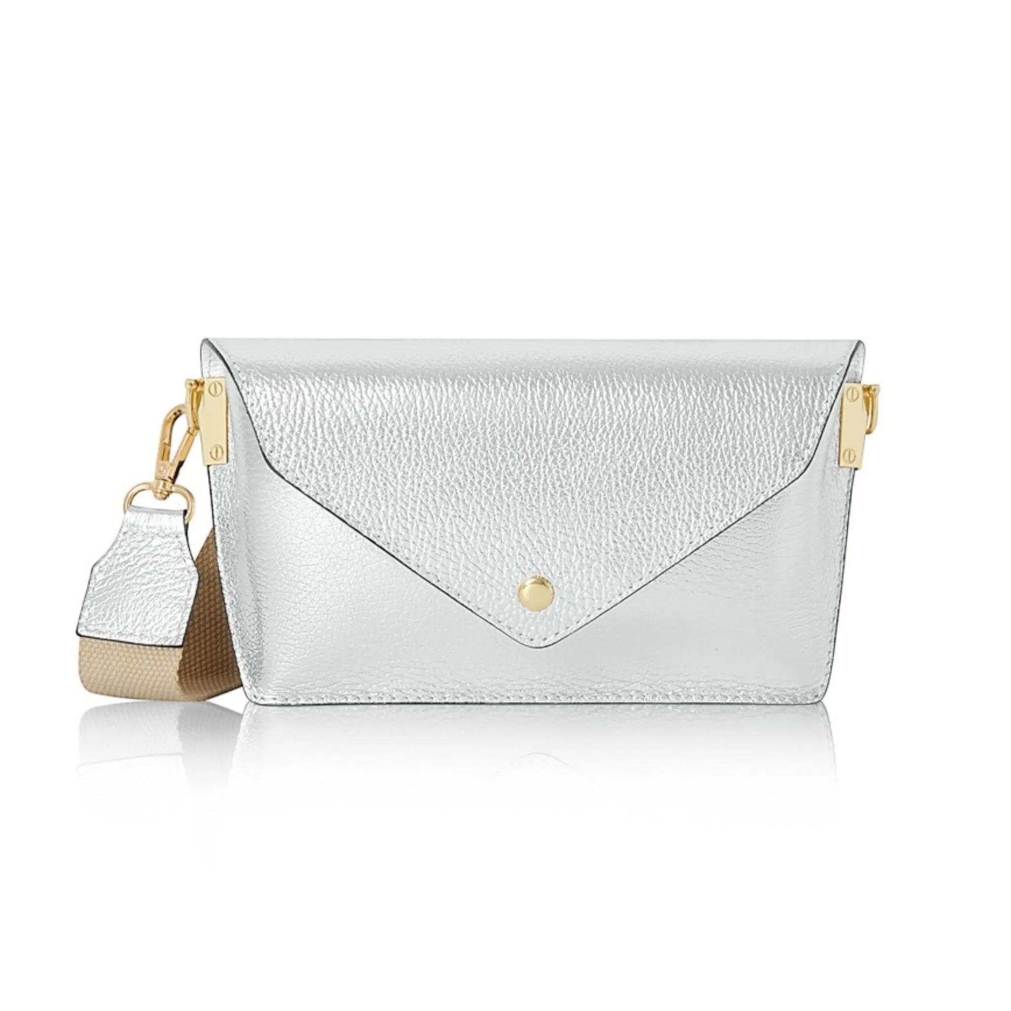 Leather Crossbody Mini Bag Silver