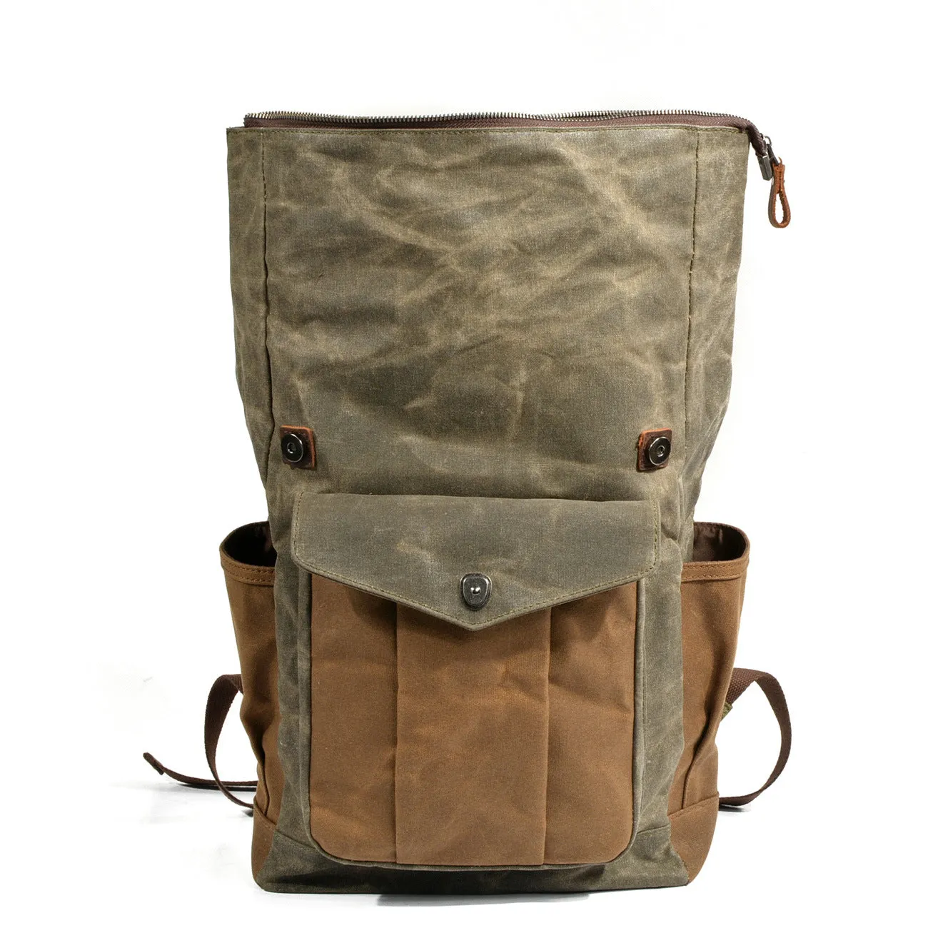 Leather Hiking Outdoor Canvas Backpack