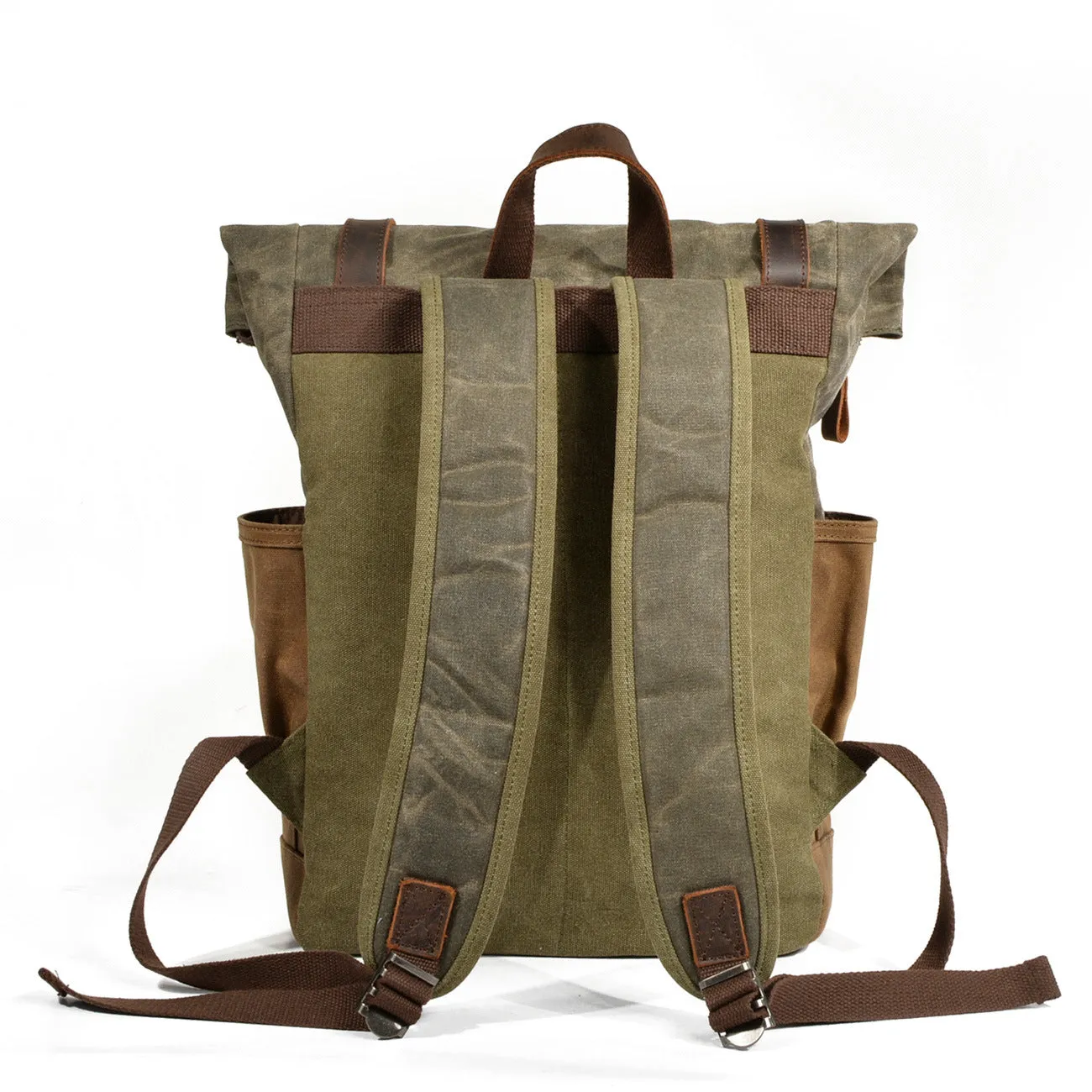 Leather Hiking Outdoor Canvas Backpack