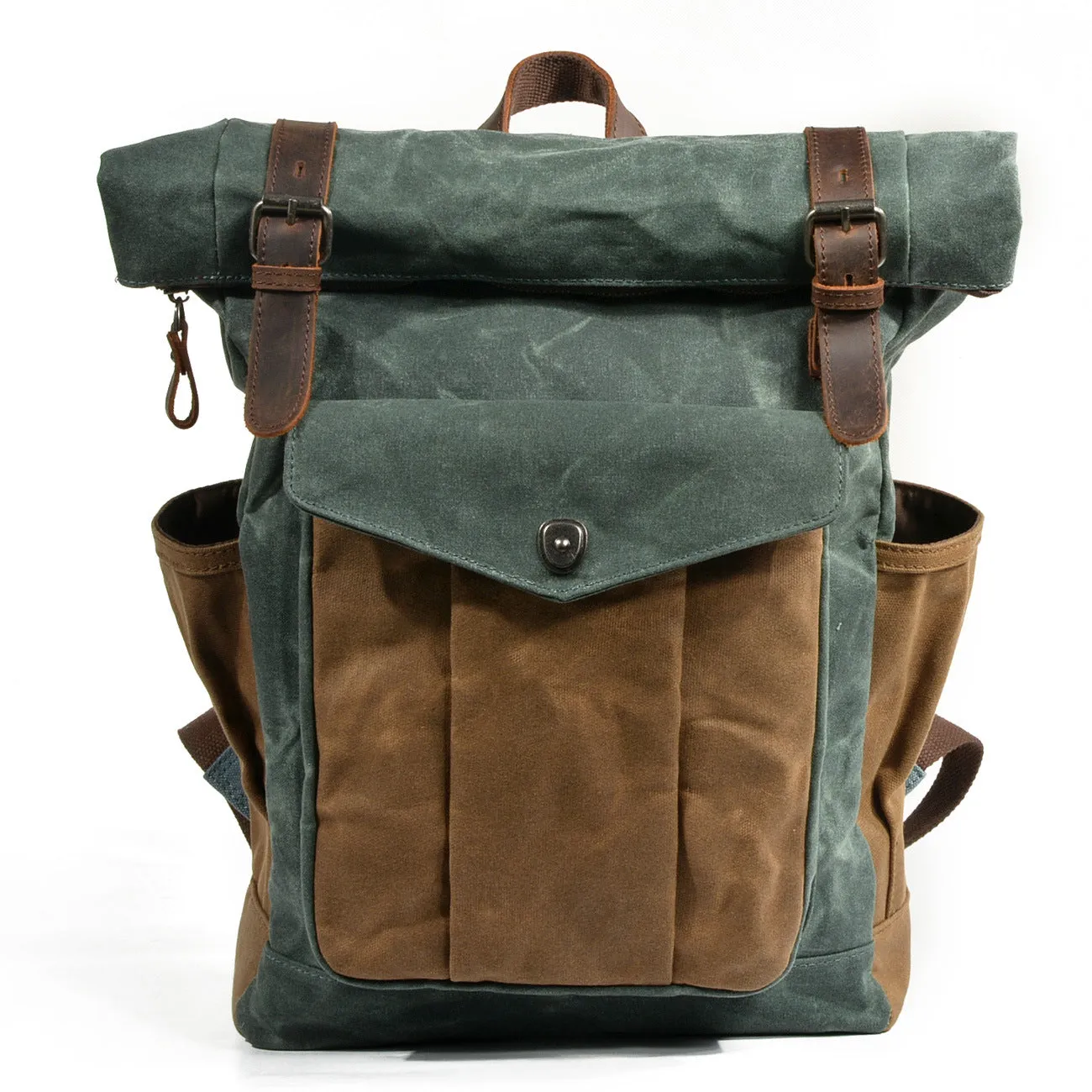 Leather Hiking Outdoor Canvas Backpack