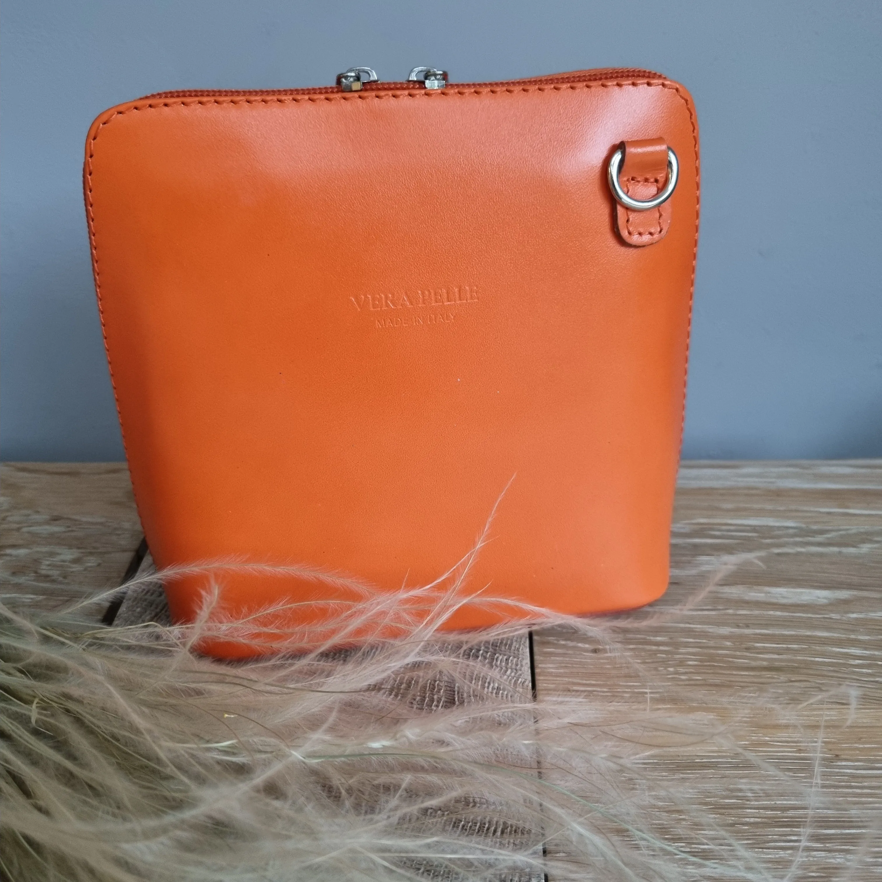 Leather Ladies Small Cross Body PS14 In Oranges & Yellows