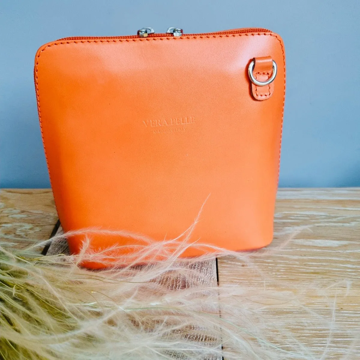 Leather Ladies Small Cross Body PS14 In Oranges & Yellows