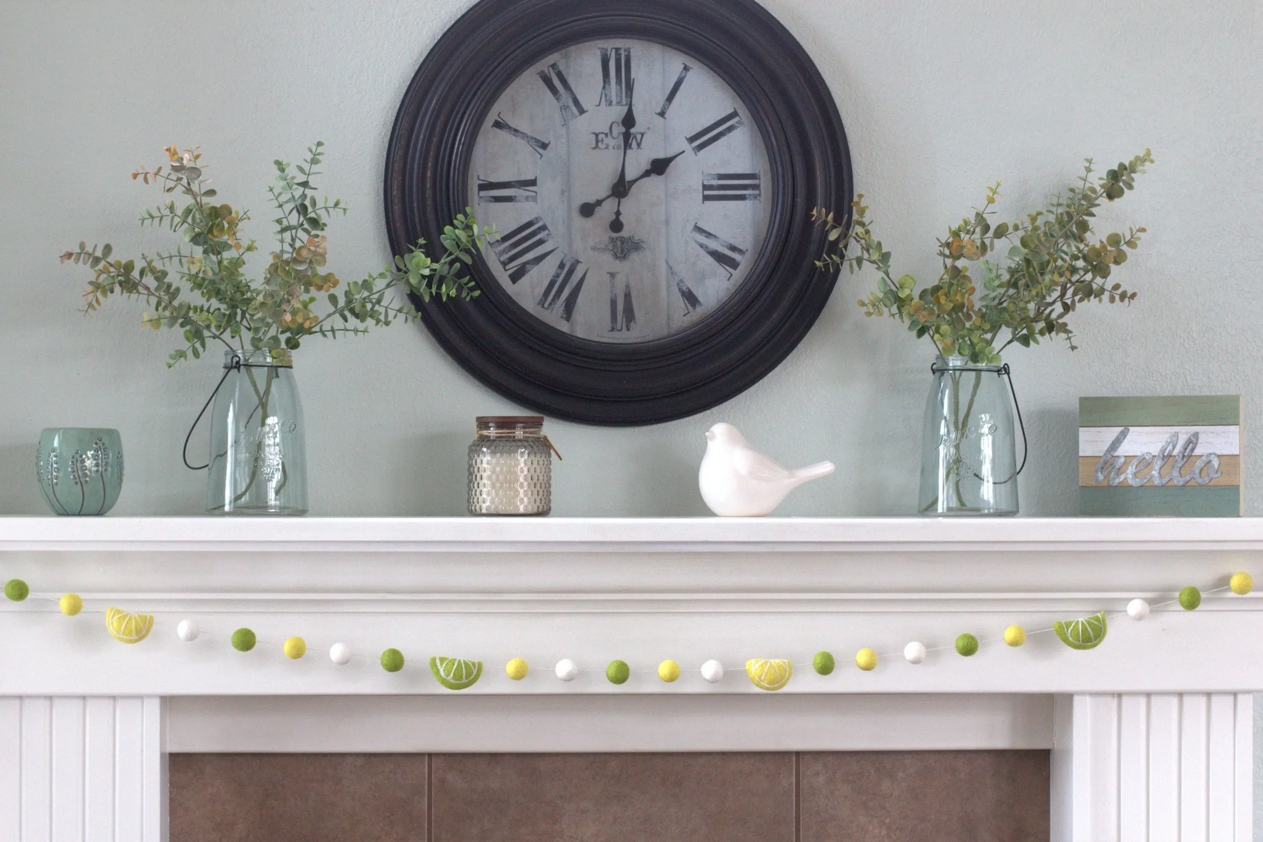 Lemon & Lime Felt Ball Garland- Yellow, Green, White