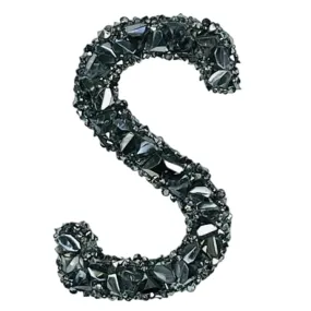 Letter S Black Sparkling Rhinestone Patch