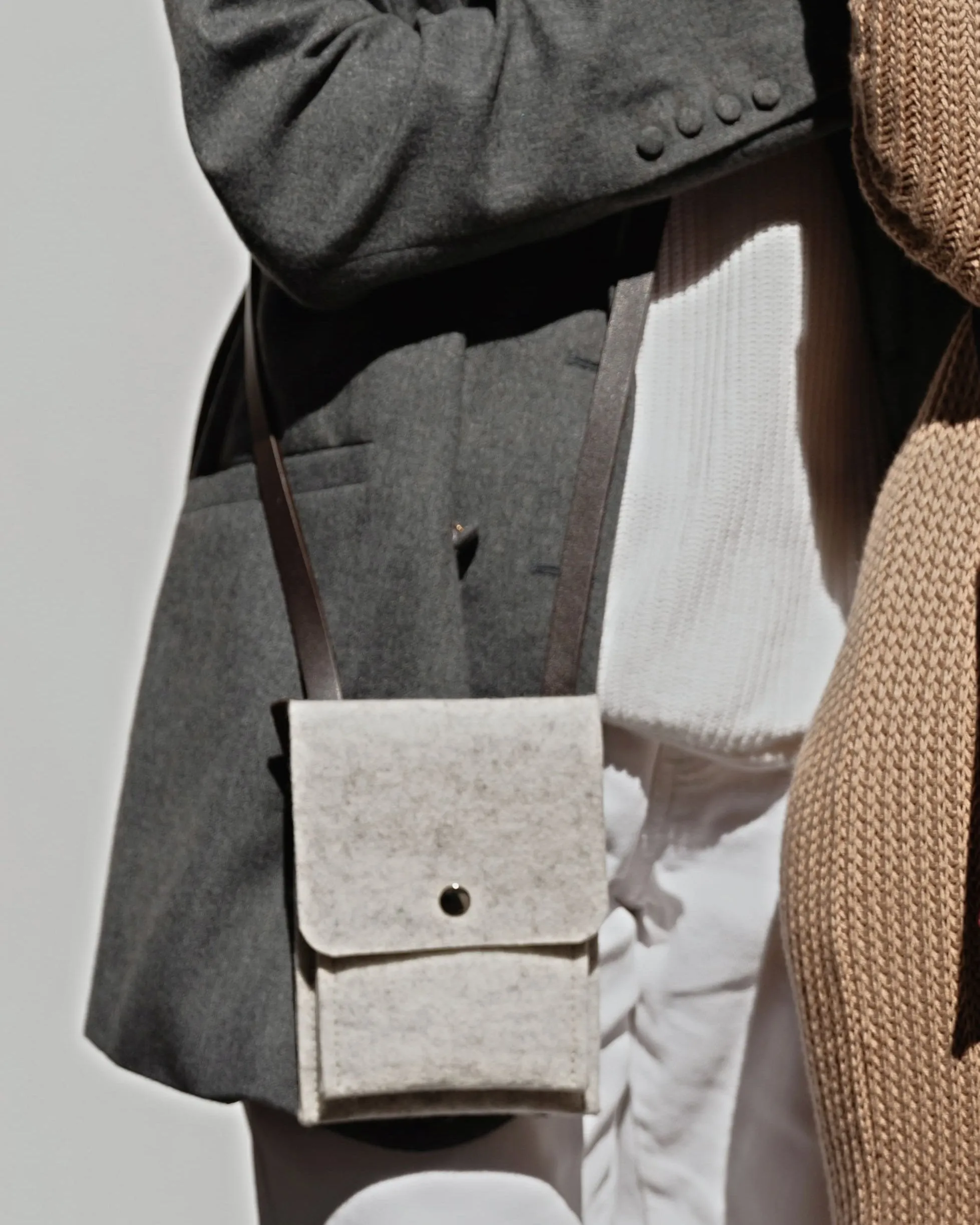 Light Grey Felt Crossbody Bag