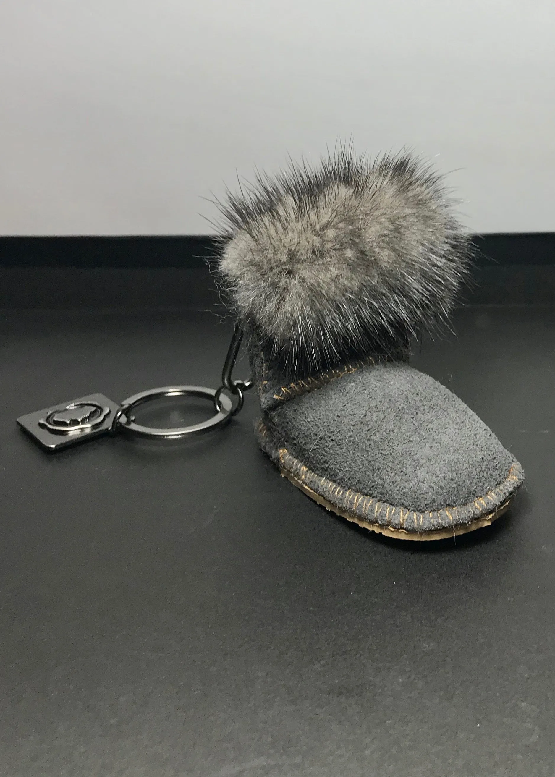 Limited Edition Miniature Sheepskin and Real Fur Hand Stitched Ugg Boot Style Key Ring in 3 colours