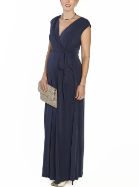 Long Nursing Friendly Maxi Party Dress - Navy