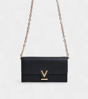 Luella Vegan Bio-Based Bamboo Leather Chain Purse in Black