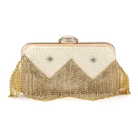 Luxy Moon Rhinestones Tassel Evening Clutch Bags Lady Party Handbags