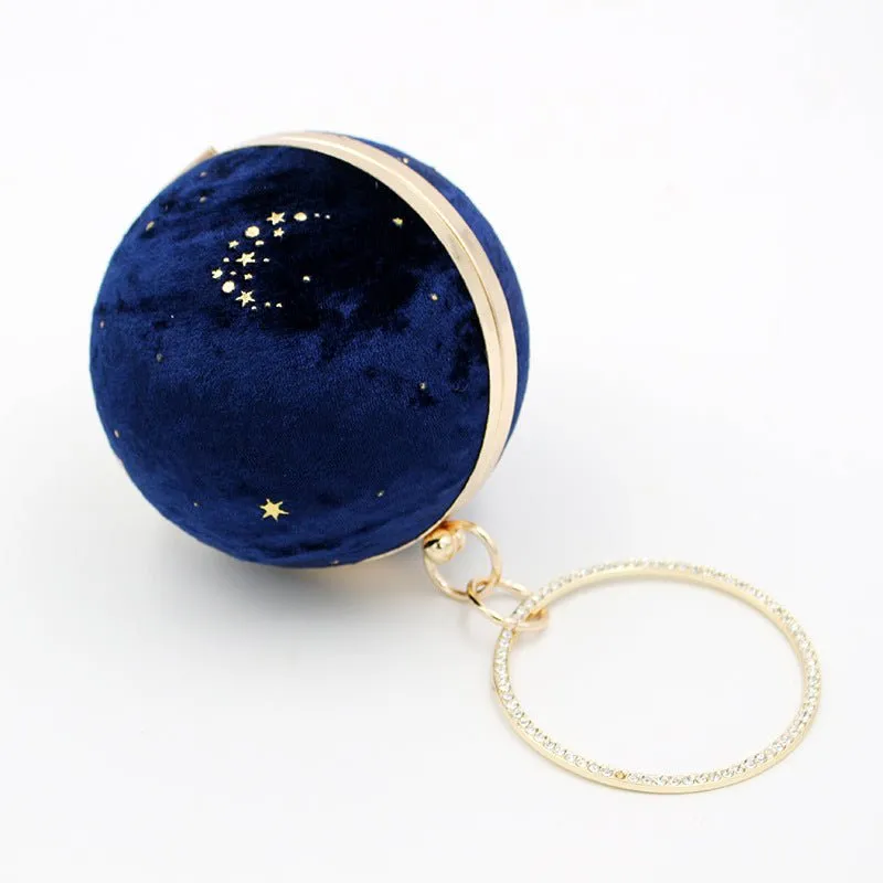 Luxy Moon Suede Women Round Clutches Mini Handbags Wedding Purse