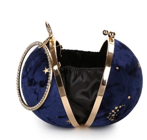 Luxy Moon Suede Women Round Clutches Mini Handbags Wedding Purse