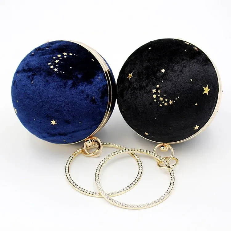 Luxy Moon Suede Women Round Clutches Mini Handbags Wedding Purse