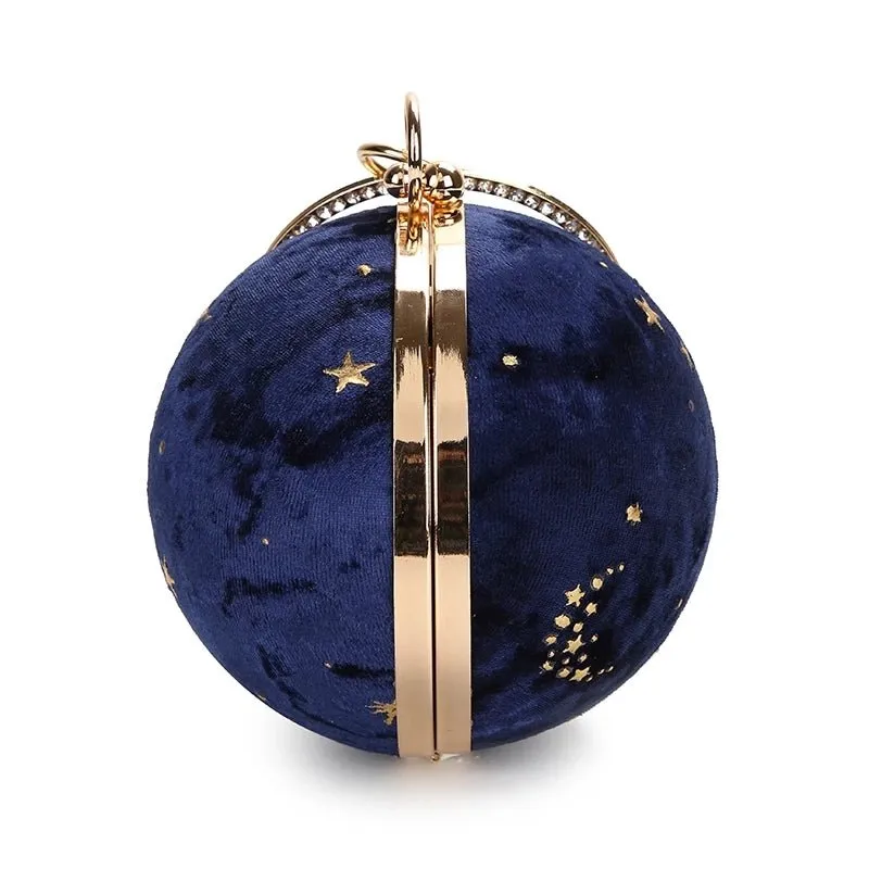 Luxy Moon Suede Women Round Clutches Mini Handbags Wedding Purse