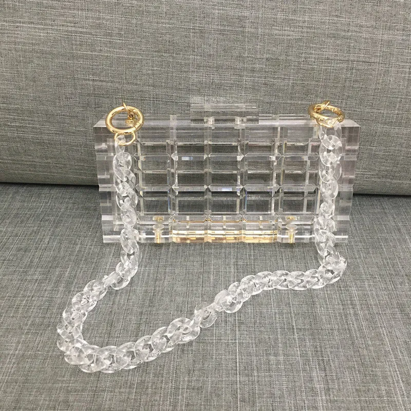 Luxy Moon Transparent Clear Acrylic Box Handbag For Women Party Shoulder Bag