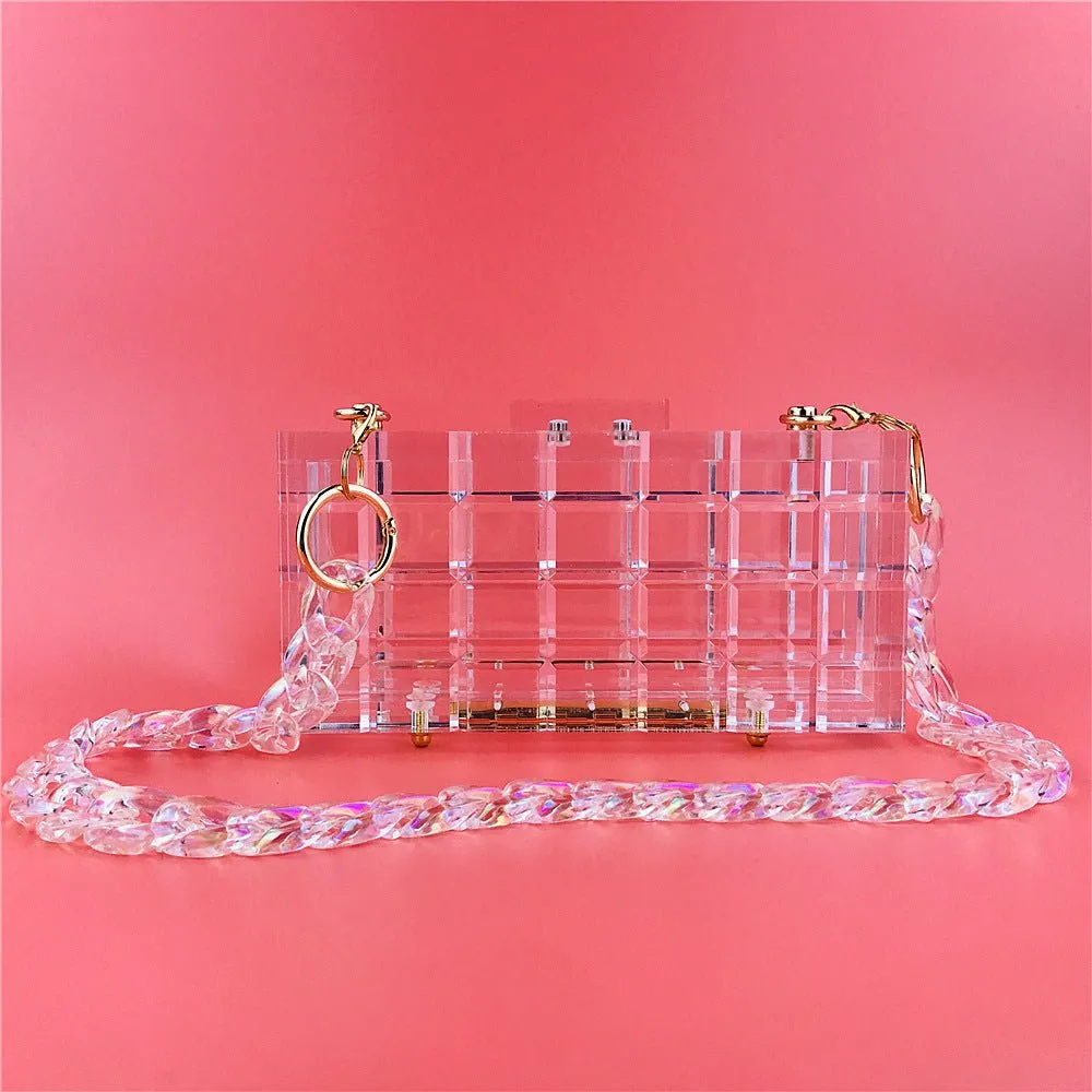 Luxy Moon Transparent Clear Acrylic Box Handbag For Women Party Shoulder Bag