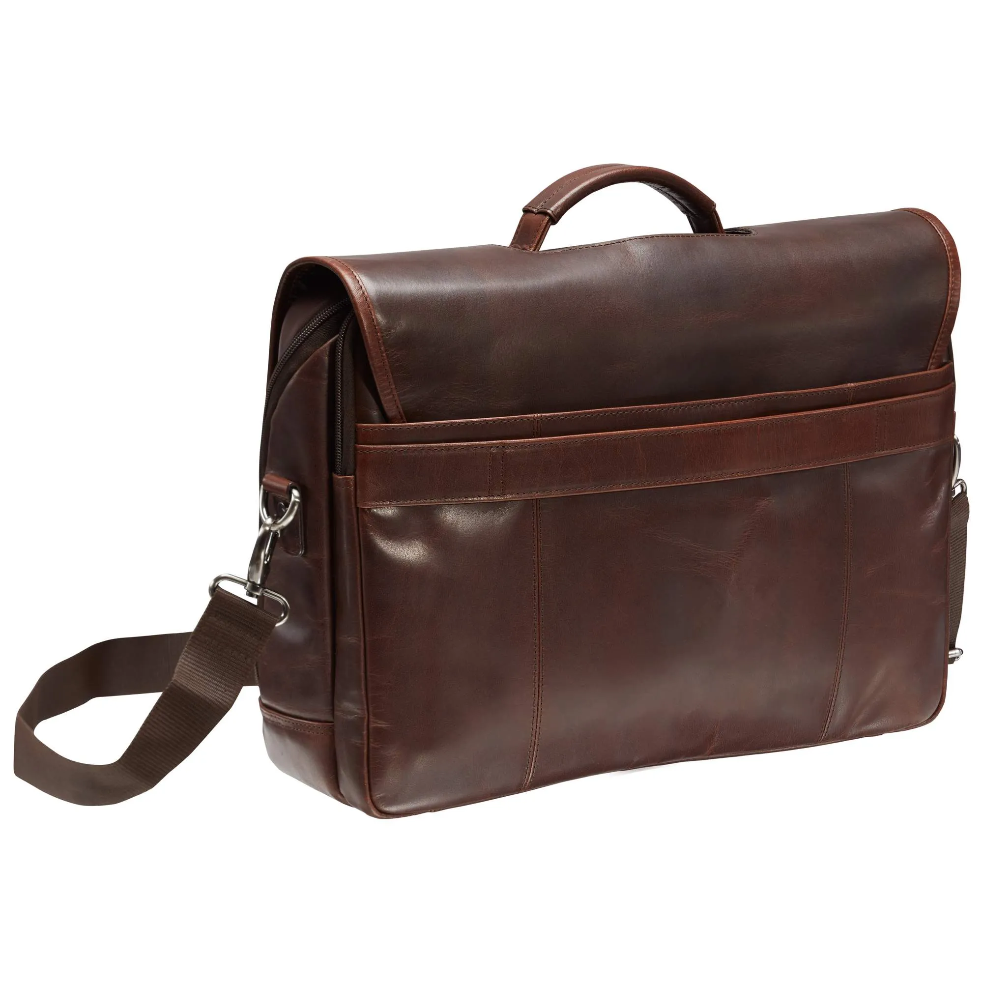 Mancini Leather Double Compartment Briefcase for Laptop and Tablet