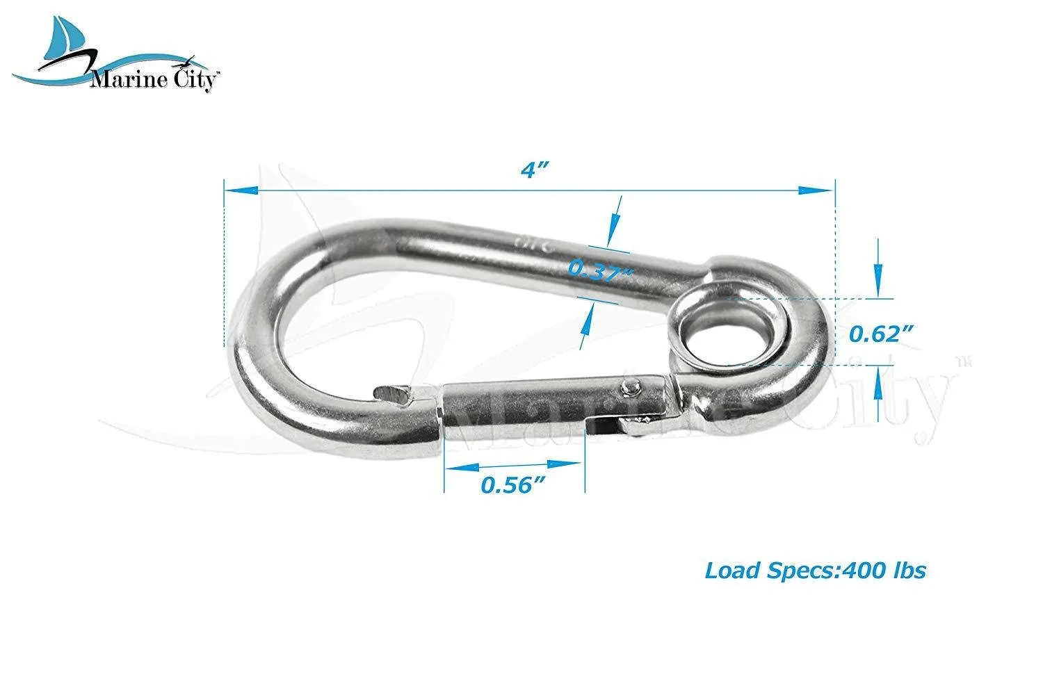 Marine City 316 Stainless-Steel 4” Carabiners/Clip Snap Hook with Ring for Climbing, Fishing, Hiking … (4pcs)