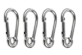 Marine City 316 Stainless-Steel 4” Carabiners/Clip Snap Hook with Ring for Climbing, Fishing, Hiking … (4pcs)