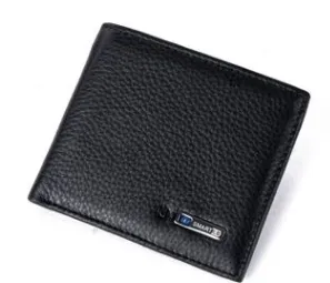 Men and Women's wallet real leather short money baotou intelligent bluetooth anti-theft anti-theft fashion wallet.