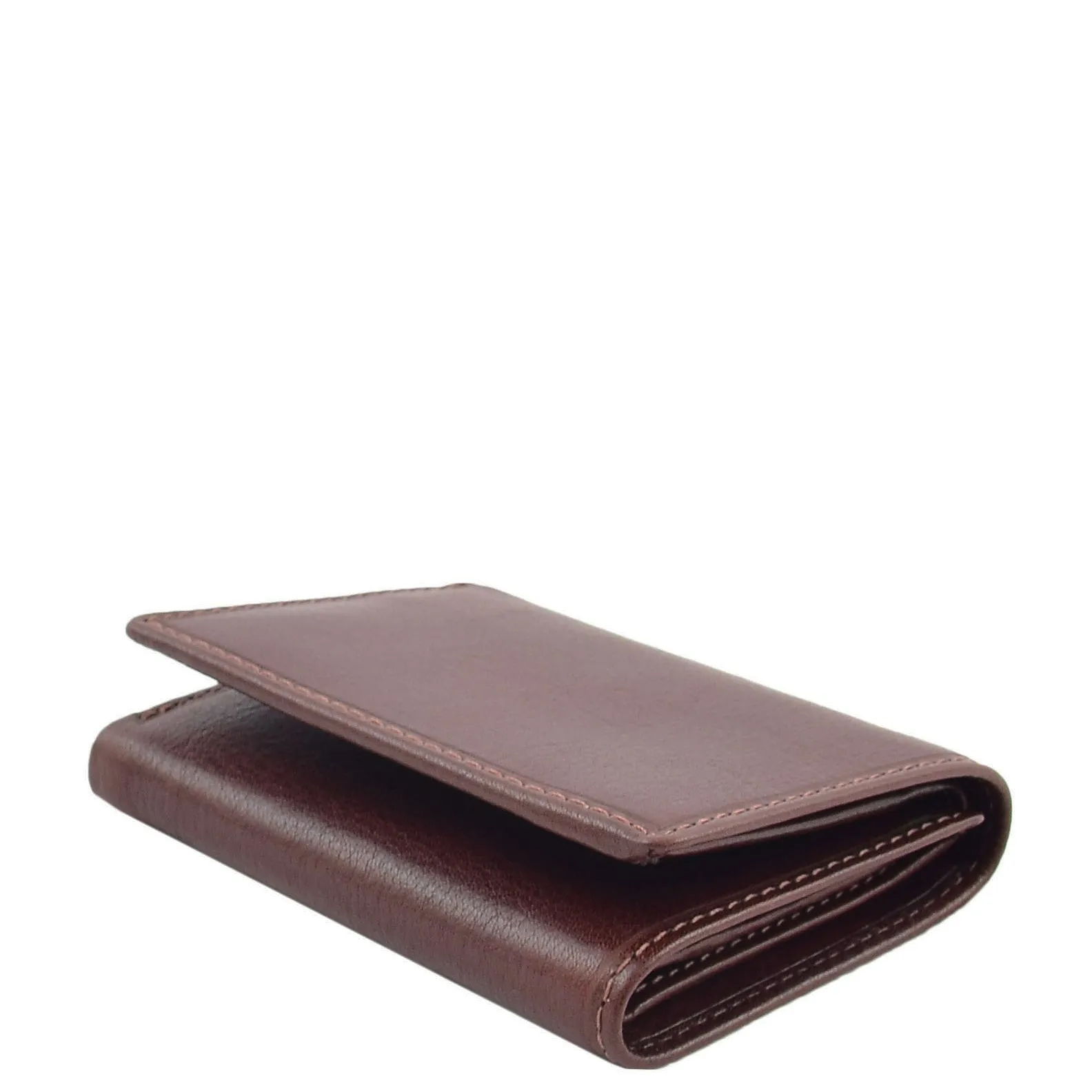 Mens Brown Leather Trifold Wallet RFID Blocking ID Credit Cards Banknotes Boxed A60