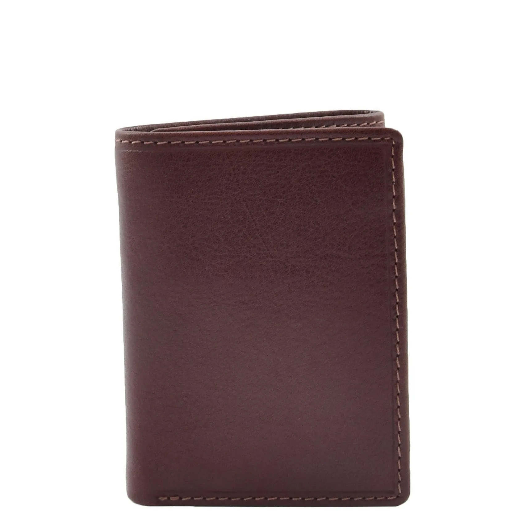 Mens Brown Leather Trifold Wallet RFID Blocking ID Credit Cards Banknotes Boxed A60