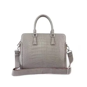 Men's Crocodile  Leather Laptop Bags Briefcase  Grey