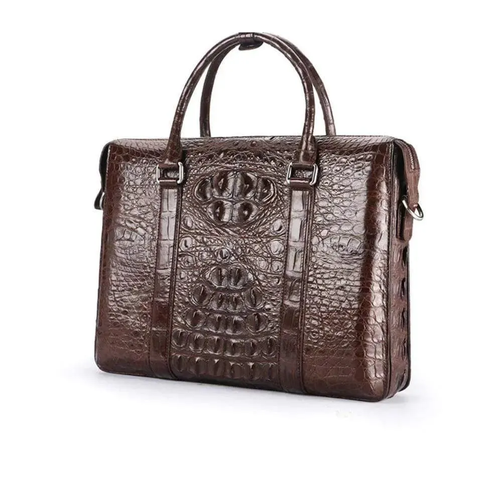 Men's Genuine Crocodile  Skin Leather Business Briefcase Bag