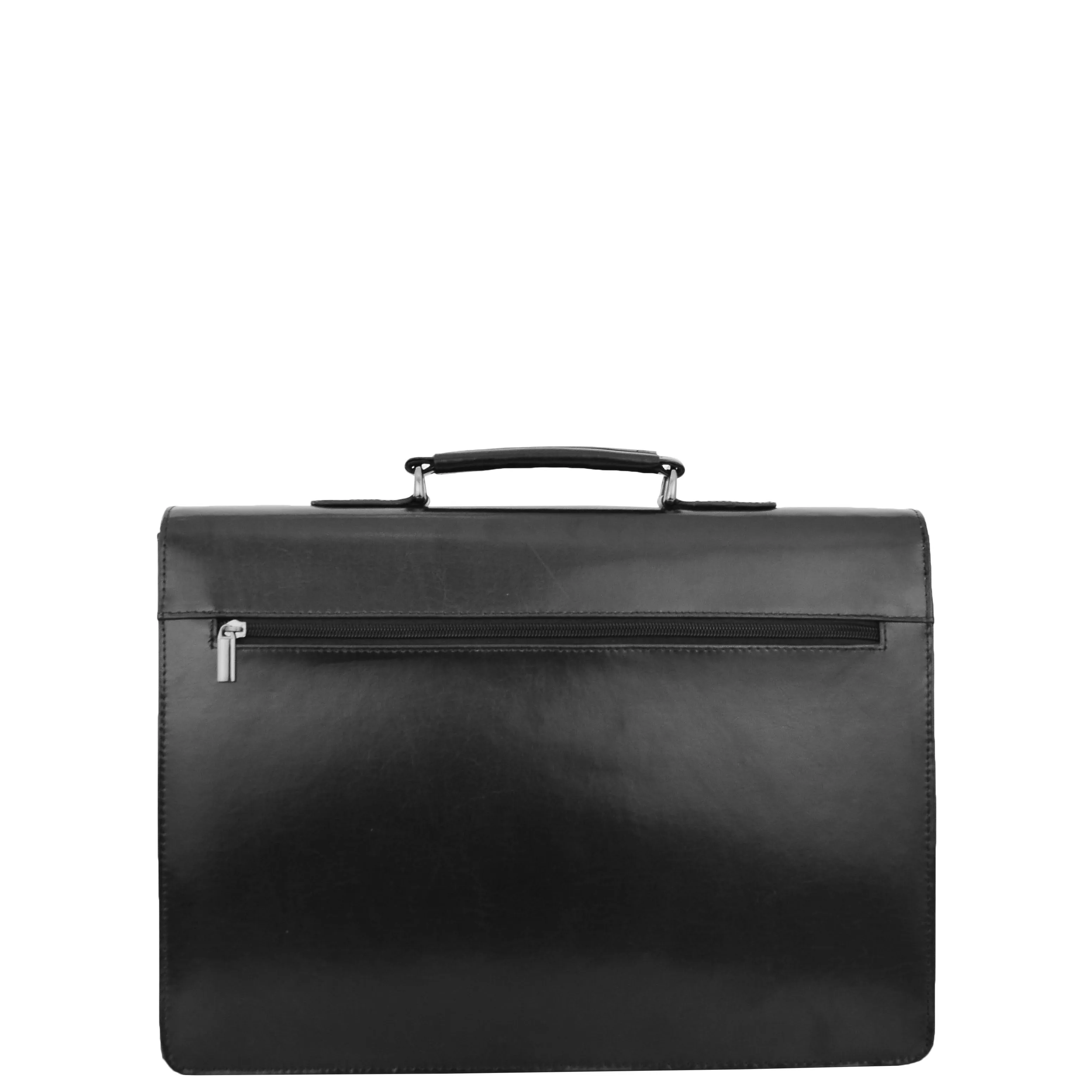 Mens Leather Flap Over Briefcase Dunkirk Black