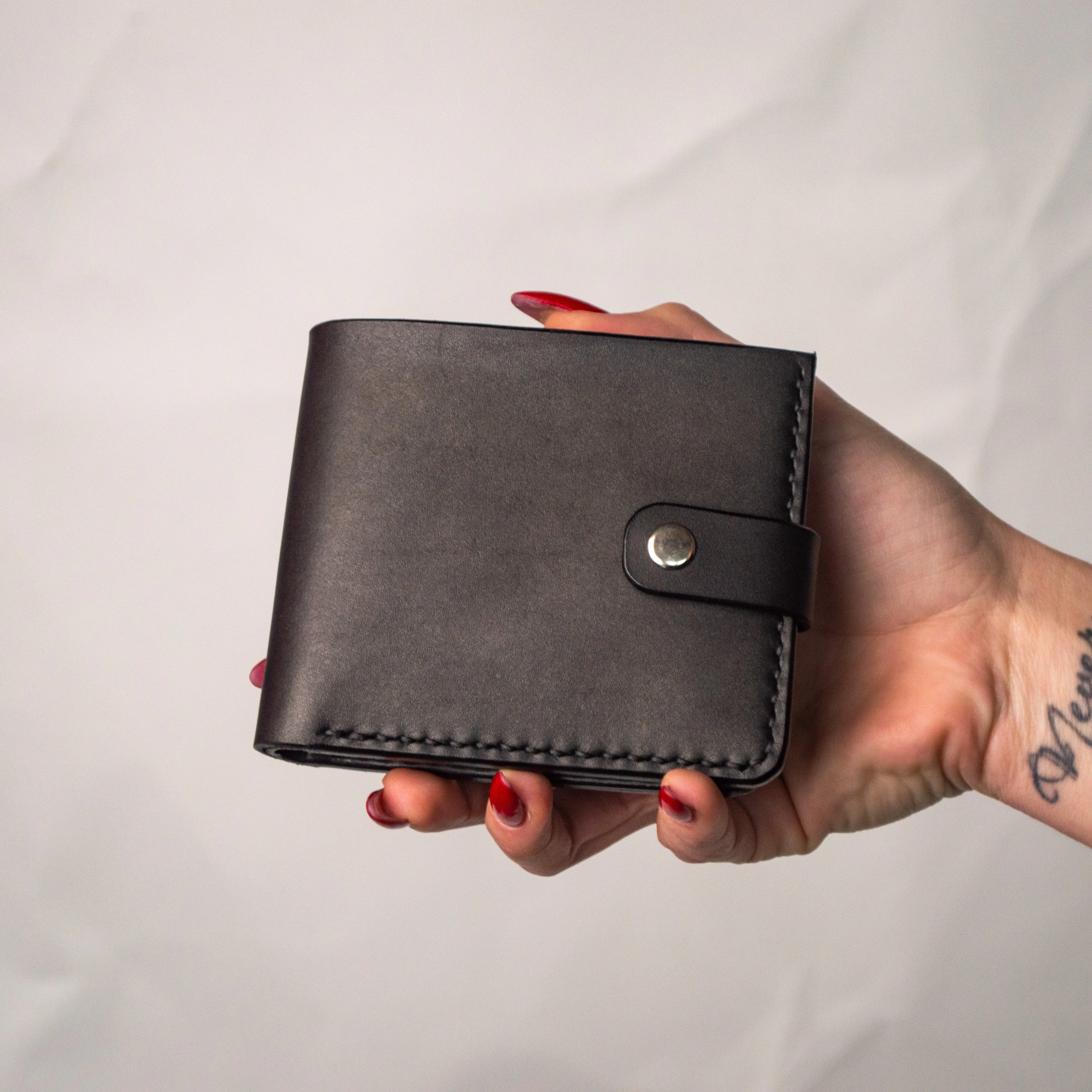 Mens Wallet,Bifold Black Leather Wallet