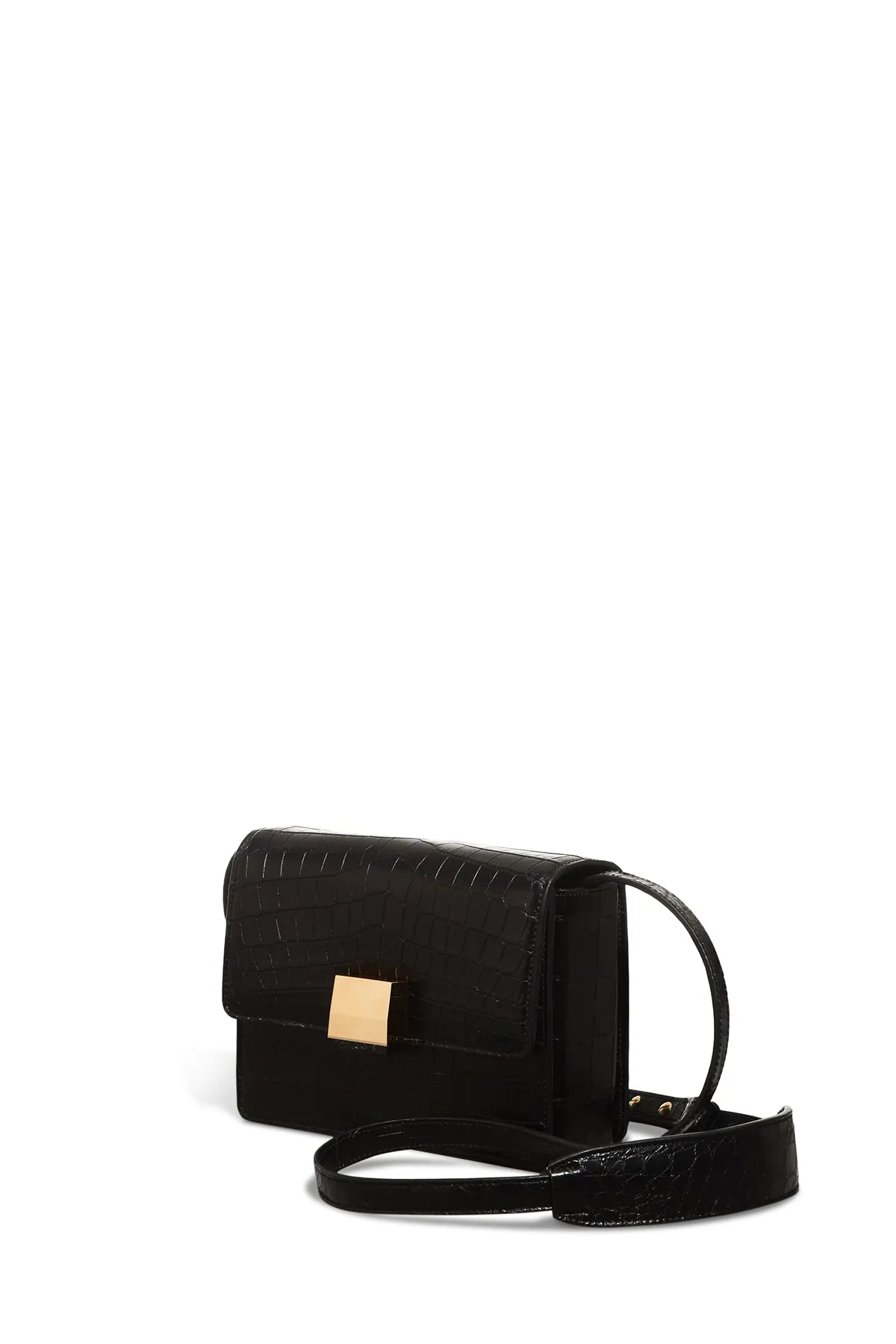 Mercedes Shoulder Bag in Black Crocodile Leather