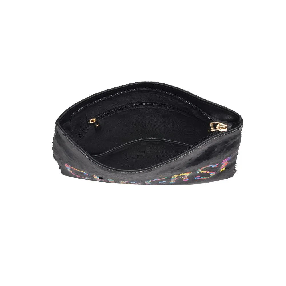 Message Reversible Sequin Evening Bag