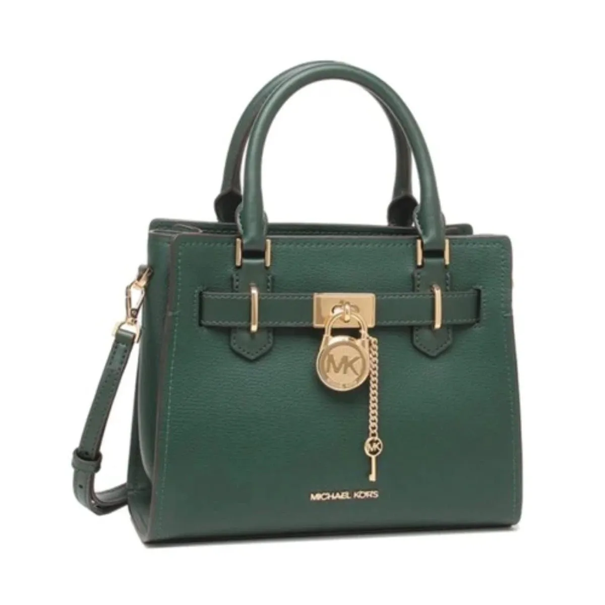 Michael Kors Hamilton Small Leather Satchel Shoulder Bag In RacIng Green - 35T1GHMS1L