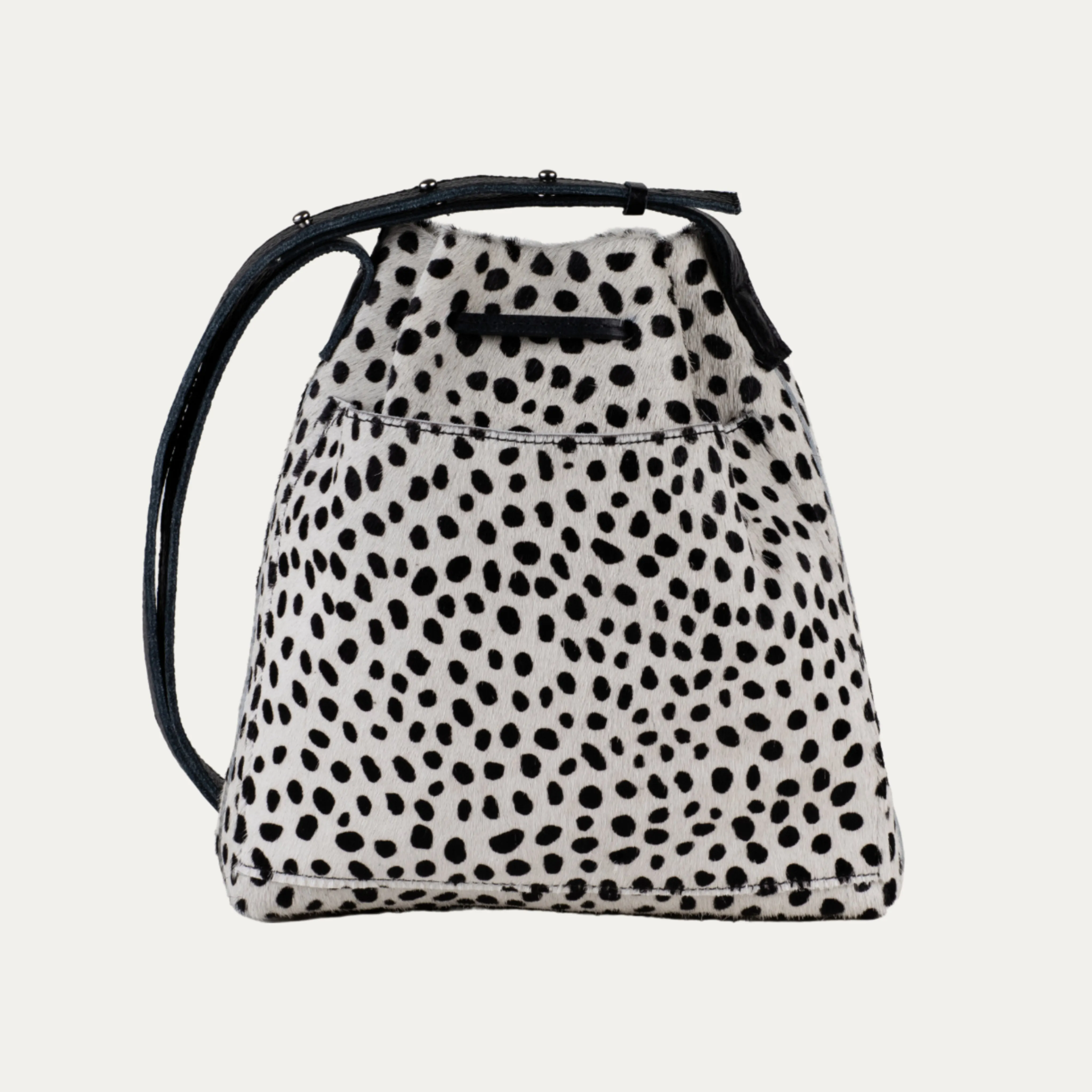 Mini Crossbody Tote | Black and White Cheetah   Silver Hardware