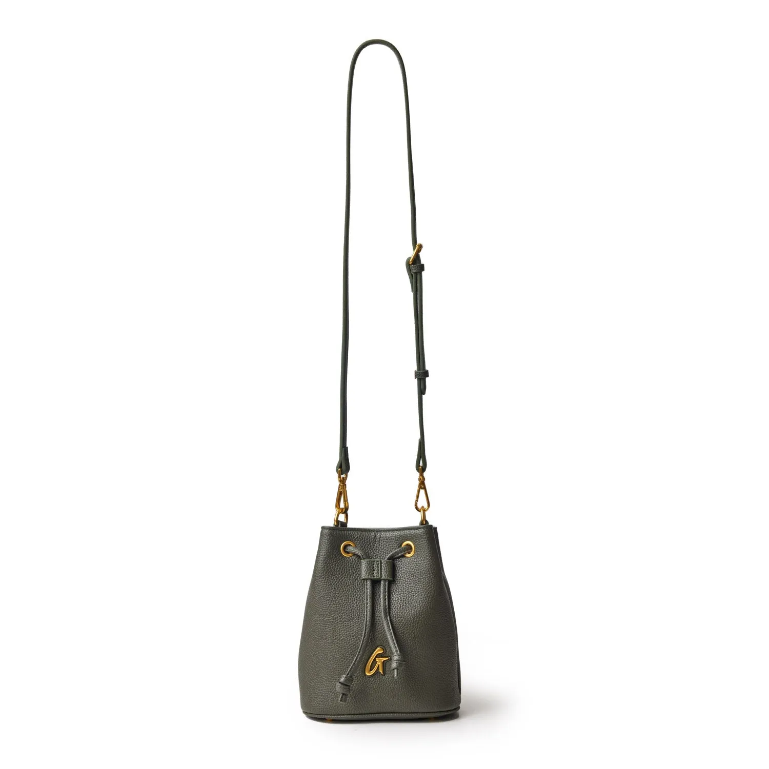 MINI PEBBLE BUCKET BAG - OLIVE GREEN