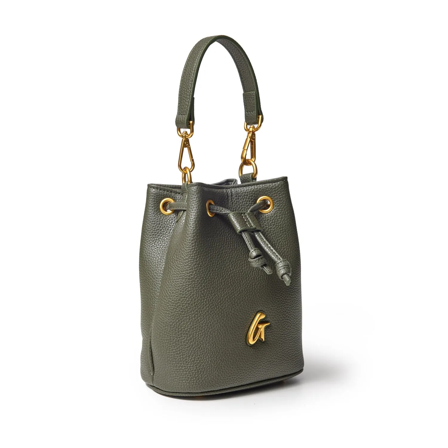 MINI PEBBLE BUCKET BAG - OLIVE GREEN