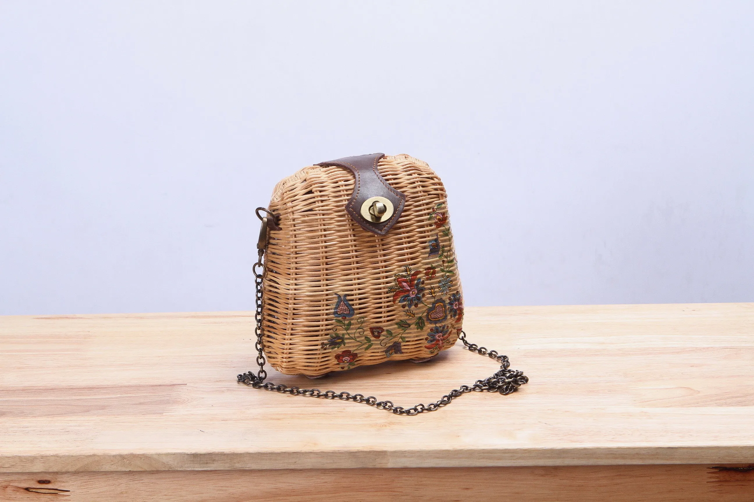 Mini Rattan Wicker Quilted Bag