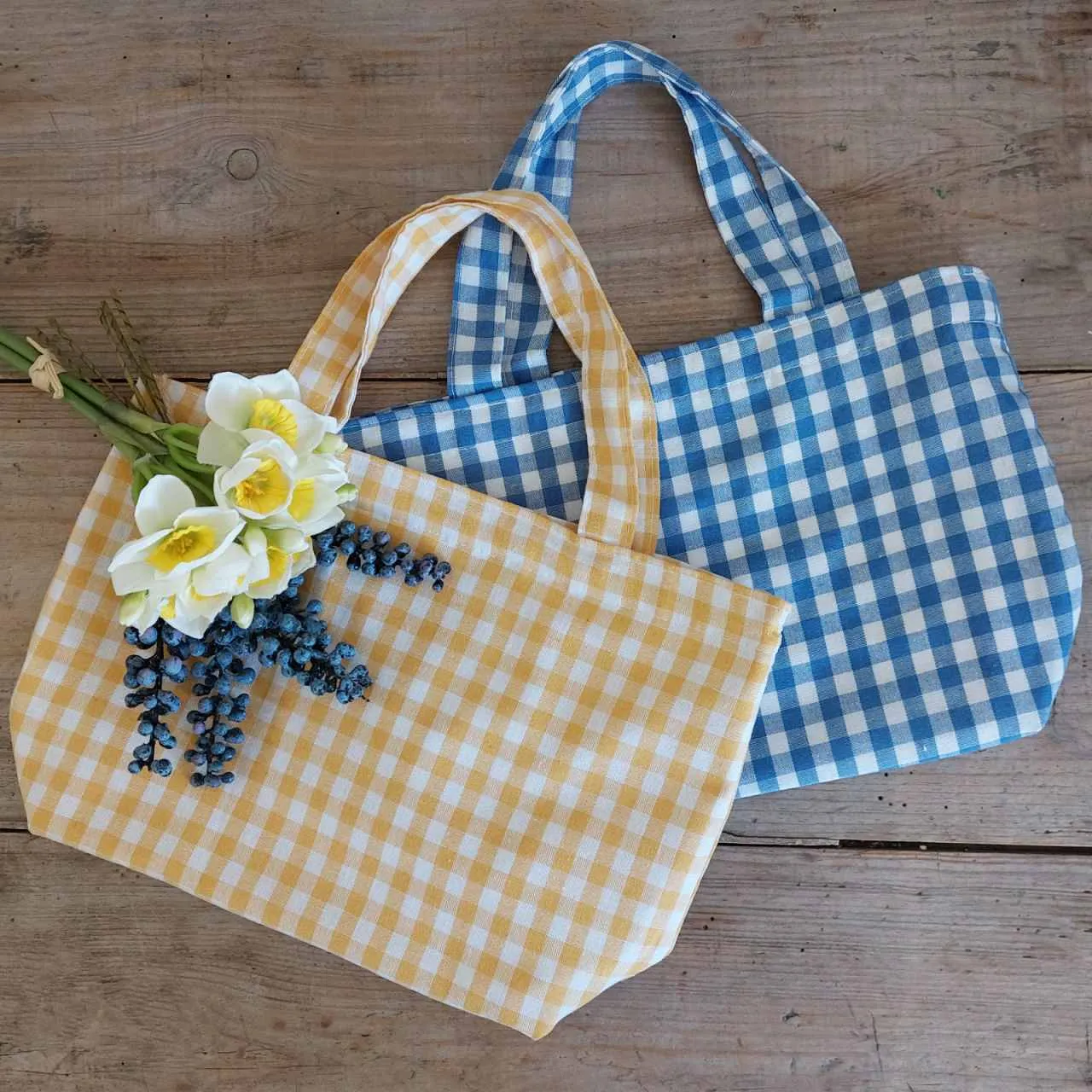 Mini Tote Bag - Yellow Gingham