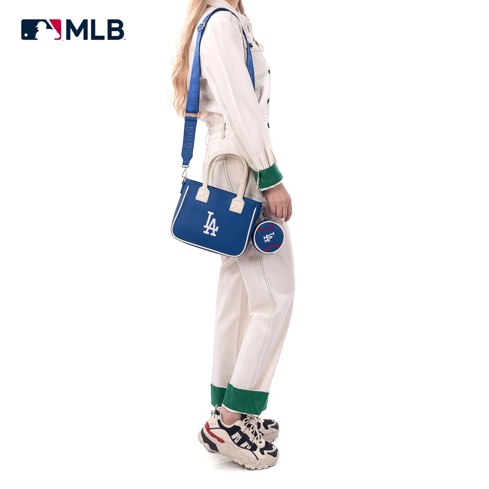 MLB-LA103   MLB  Los Angeles Dodgers Team Tote/Crossbody with Baseball Coin Pouch